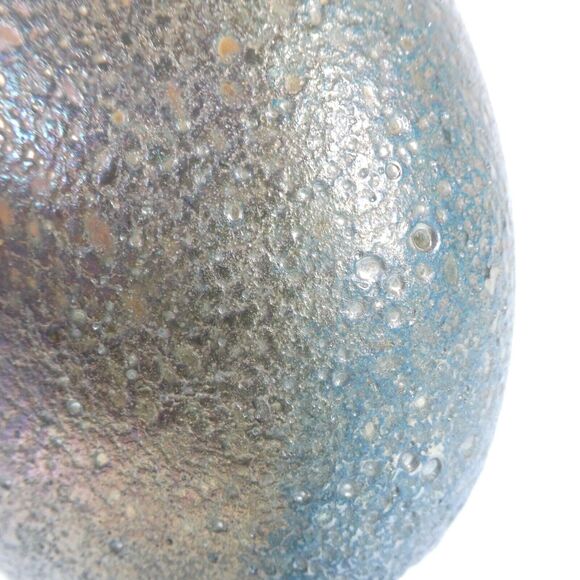 Art Glass Vase Thick Blown Glass Marigold Iridescent Textured - Picture 11 of 14